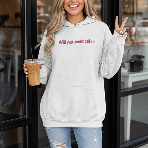 This embroidered hoodie is for the unapologetic cat person who knows that every meow, toe bean, and zoomie is worth sharing with the world.